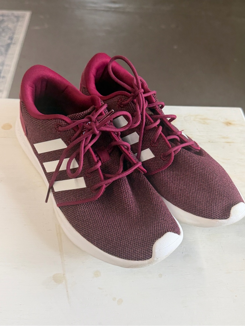 adidas Women's Athletic Shoes - Burgundy with White Stripes